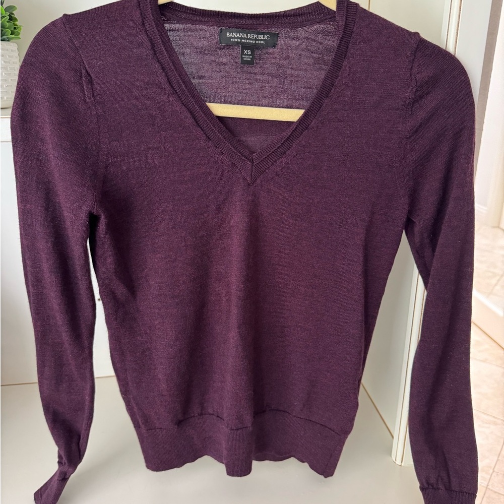 Banana Republic 100% Merino Wool Sweater in Deep Purple